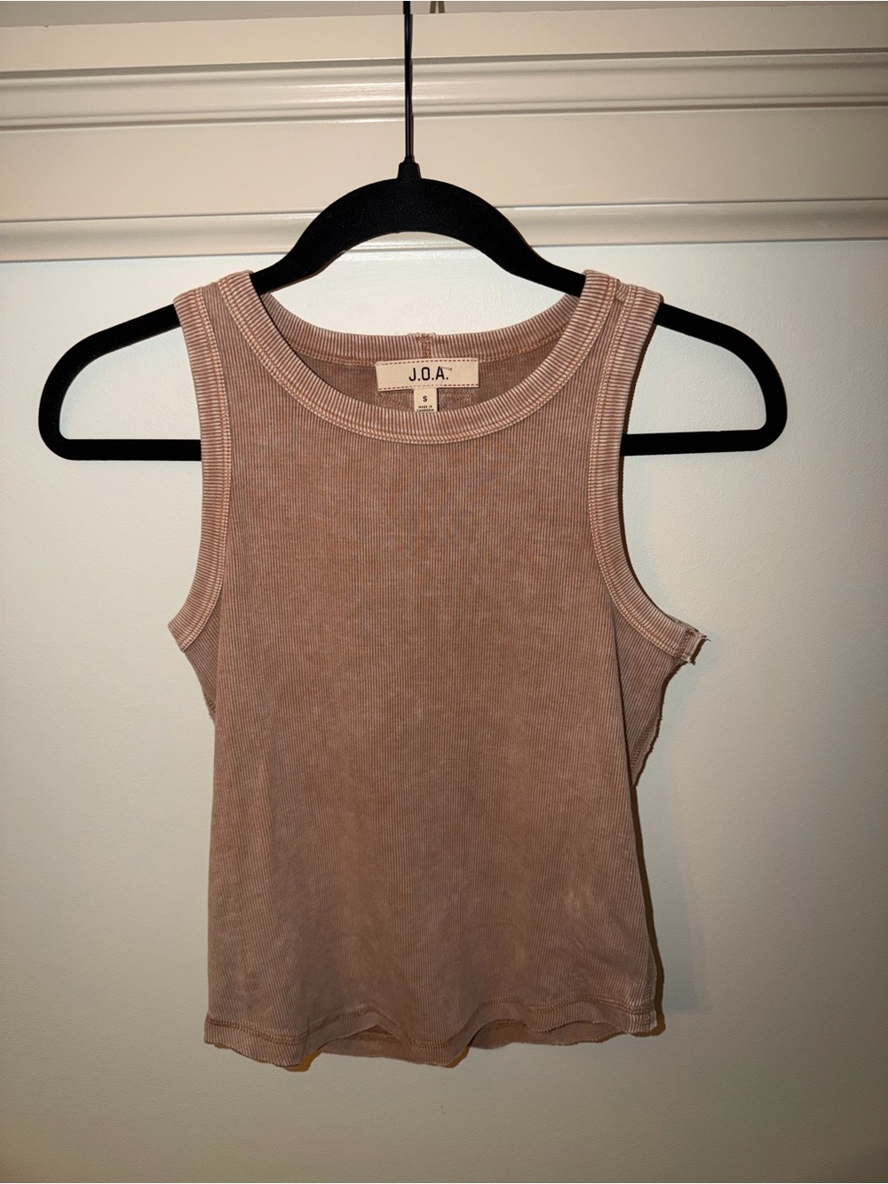 JOA Tan Pink Ribbed Tank Top Size S